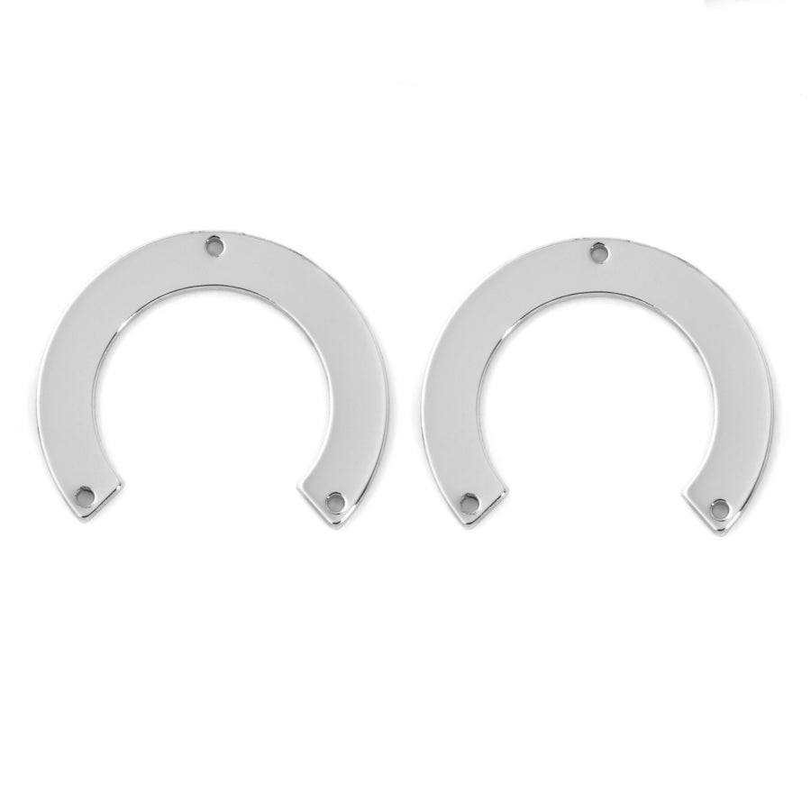 35x30mm Shiny Horseshoe Shaped Connector / Component from the Chic Collection - Rhodium Plated (1 Pair)