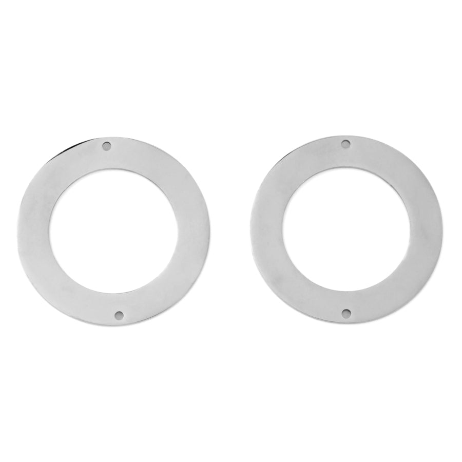 35mm Shiny Wide Ring Connector / Component from the Chic Collection Rhodium Plated Brass (1 Pair)