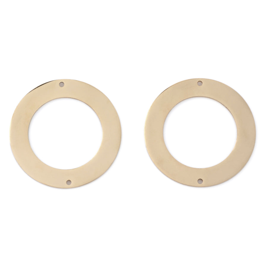 35mm Shiny Wide Ring Connector / Component from the Chic Collection - Gold Plated Brass (1 Pair)