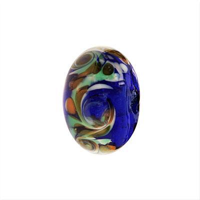 9x15mm Blue Sand Swirl Rondelle Lampwork Beads - Goody Beads