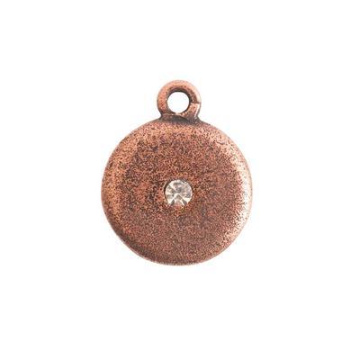 16x13mm Copper Plated Pewter Small Disk Crystal Circle Metal Charm by Nunn Design - Goody Beads