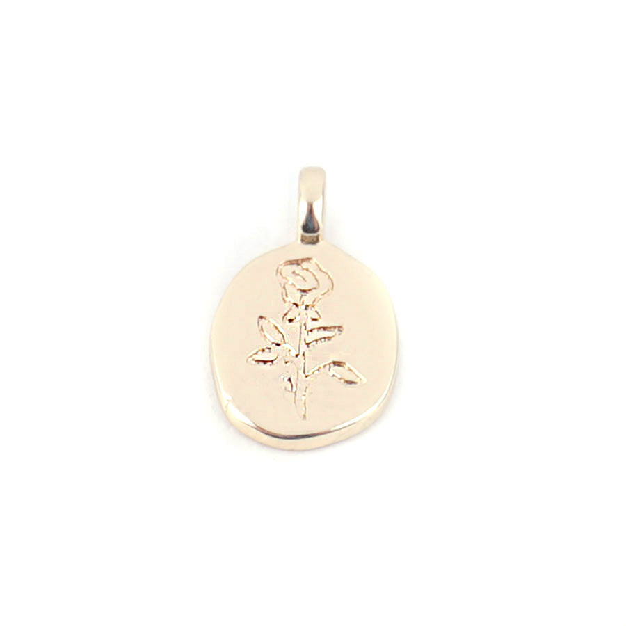 11mm 14k Gold Plated Brass Oval Rose Charm/Pendant - Goody Beads