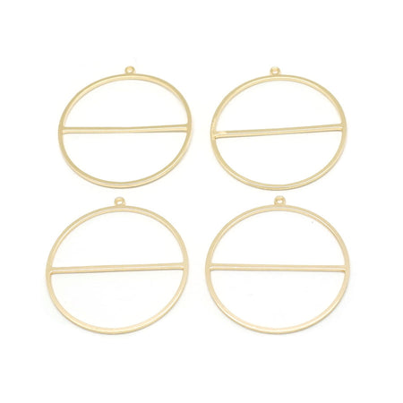 30mm Gold Plated Brass Circle with Bar  Connector Charm - 4 Pack - Goody Beads