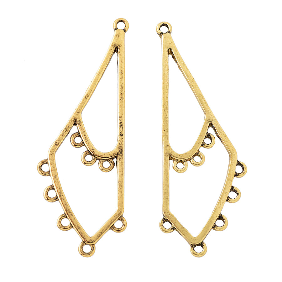 53mm Elongated Asymmetrical Metal Components in Gold Plating from the Global Collection (1 Pair)