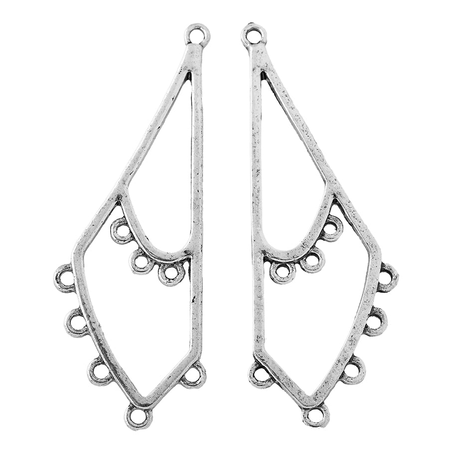 53mm Elongated Asymmetrical Metal Components in Rhodium Plating from the Global Collection (1 Pair)