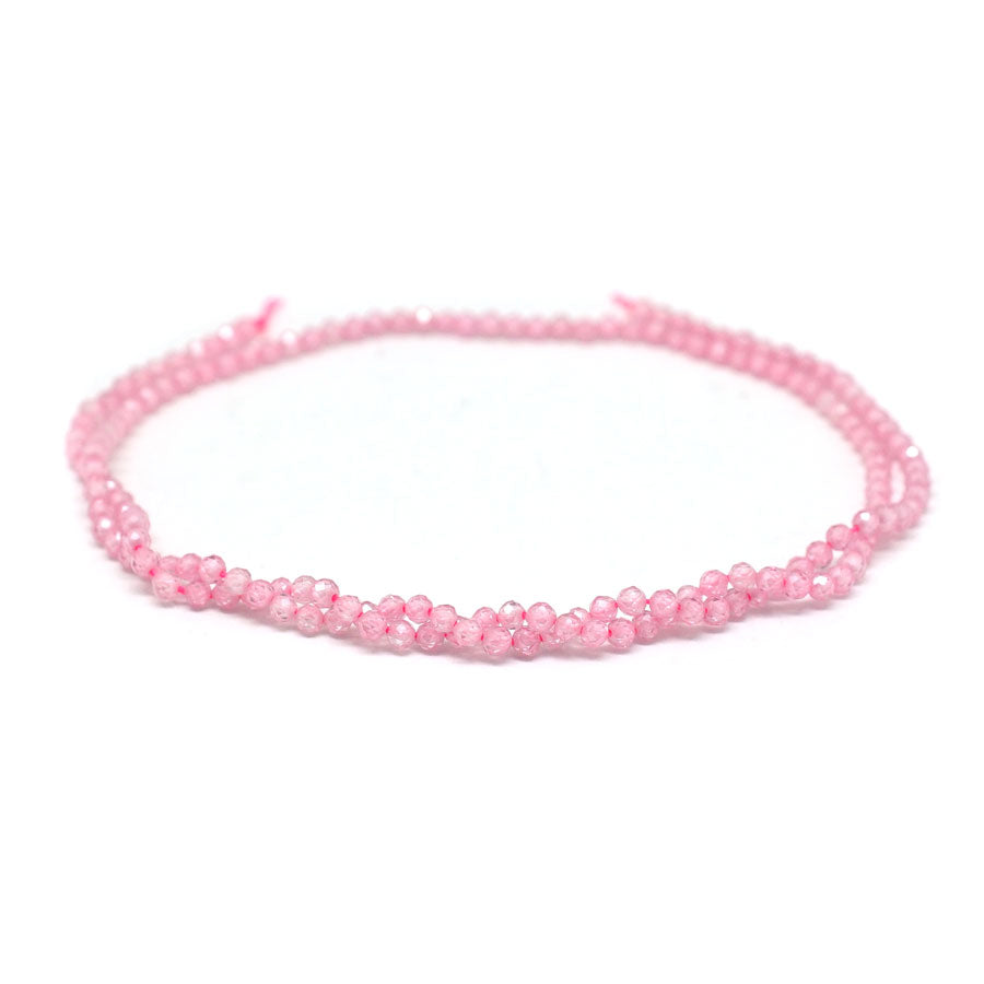 Zirconia Pink 2mm (Synthetic) Faceted Round - 15-16 Inch - Goody Beads