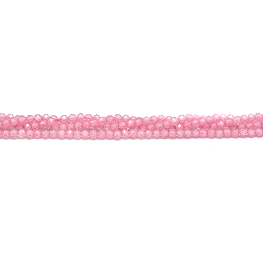 Zirconia Pink 2mm (Synthetic) Faceted Round - 15-16 Inch - Goody Beads