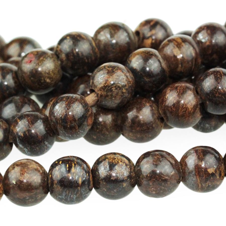 Bronzite 8mm Round Large Hole 8-Inch