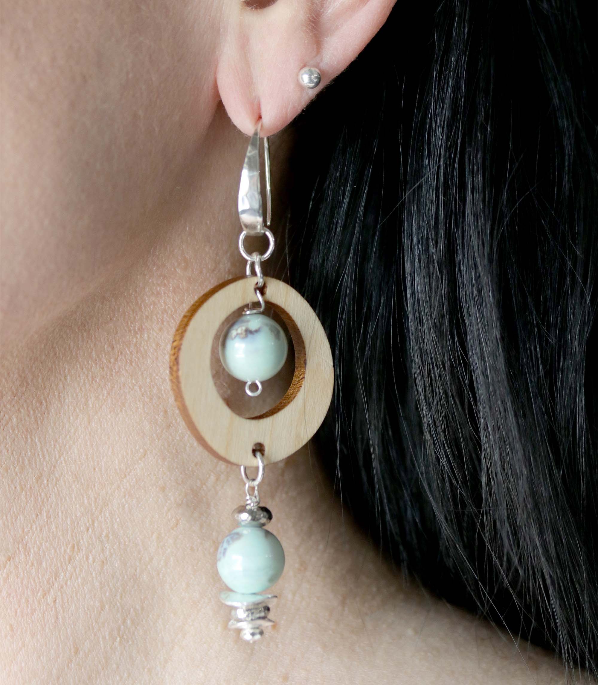 33mm Donut with Off Center Cutout Maple Wood Connector Set - Goody Beads